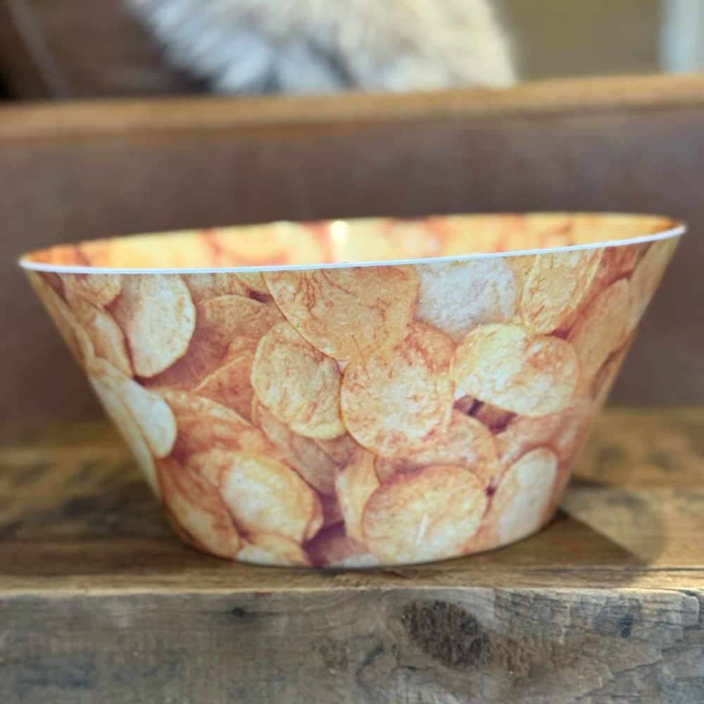 Vintage 2005 Melamine Potato Chip Patterned Chip Bowl